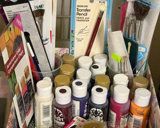 Arts and Crafts paints, brushes and stencils