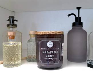 Soap dispensers, reed diffusers, candles