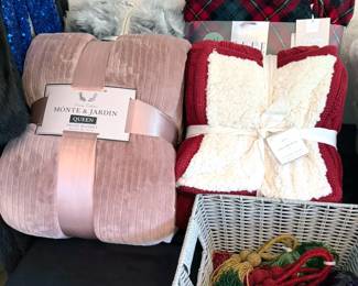 Throw blankets, many new with tags