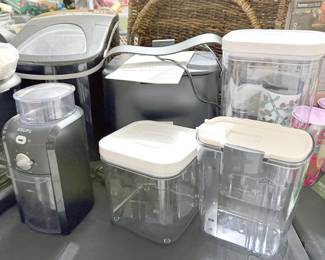 Food storage containers, Krups coffee grinder