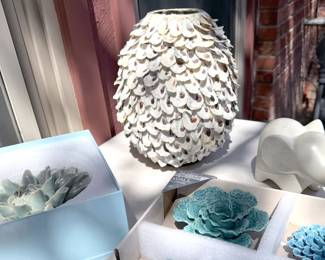 Outdoor decor, much of it shabby chic