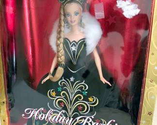 Barbies in boxes, including Winter Fantasy, Bob Mackie, Holidays, Millennium Princess