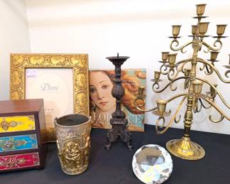 Brass multi-armed candelabra