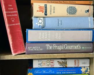 Cookbooks: vintage Joy of Cooking, Samin Nosrat, tapas