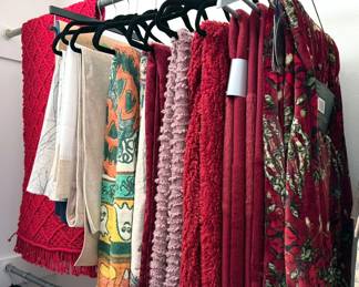 Blankets + tablecloths, some new with tags