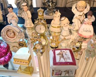 Assorted porcelain figurines  + decor