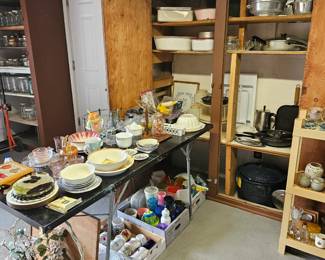 lots of vintage enamel  and big canning pots