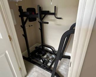 Lot #5 King Kong Power Tower Pull Up Dip Station Home Gym w Dumbbells Kettlebell