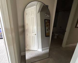 Lot #13 Full Length Arched Top Floor Mirror Thin Black Metal Frame Modern 64x22