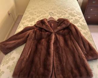#147	brown mink short coat flaring sleeves size medium	 $140.00 			