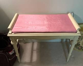 #177	cream painted pink seat stool 	 $40.00 			