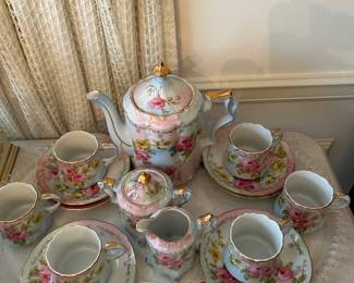 #225	RS Prussia handprinted floral tea set for  16 pc	 $80.00 			