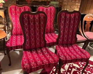 #23	Red and White Velvet Odd Dining Chairs - Set of 4 	 $120.00 			