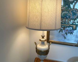 #124	Stiffel White/Gold Porcelain/Metal Lamp - 39" Tall	 $100.00 			