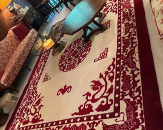 #9	 Hand-knotted Red/Cream Rug - 9'x 12' - 100% Wool from India	 $200.00 			