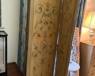 #207	4 panel cream painted screen 22x75 each panel	 $75.00 			