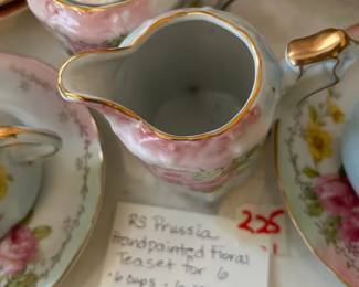 #225	RS Prussia handprinted floral tea set for  16 pc	 $80.00 			