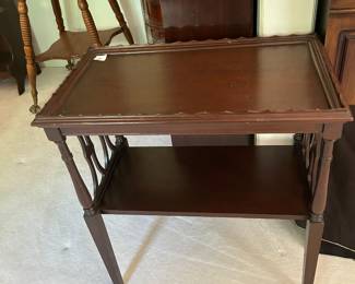 #110	Wood Rectangular End Table w/shelf - 24x14x26	 $45.00 			