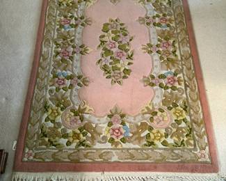 #186	pink Chinese hand knotted rug 42x61	 $75.00 			