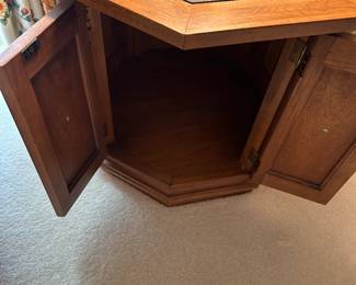 #180	octangle end table with 2 doors and slate top 	 $75.00 			