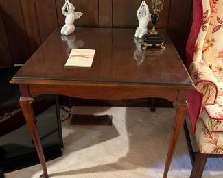 #8	Wood Square End Table w/glass protect top - 32x28	 $125.00 			