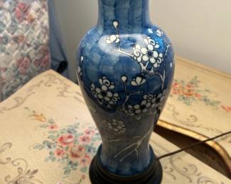 #172	blue ceramic lamp m33 tall	 $75.00 			