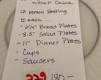 #229	Lenox Colonnade pl w306 f China 12 place set 	 $180.00 			