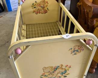 #94	Metal Yellow doll Bed w/lamb Decal on end - 25x15x21	 $20.00 			