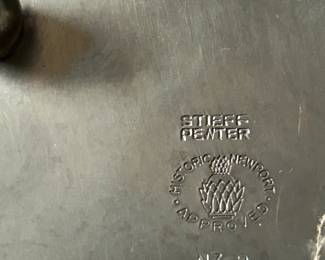 #250	Steiff Pewter Historic Approved - Newport - Teapot, Sugar and Creamer on tray	 $35.00 			