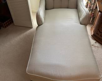 #179	white/cream chase lounge with qa legs button back  52 long	 $175.00 			