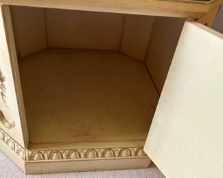 #194	Square cream painted flower 1 door cabinet with glass protect top 26x21	 $100.00 			