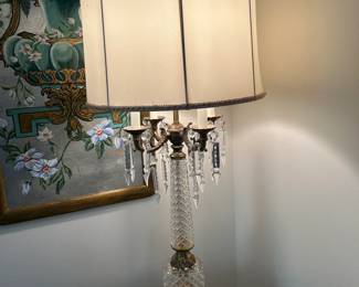 #118	Glass & Brass on Marble Base Lamp w/glass prisms - 36" Tall	 $150.00 			