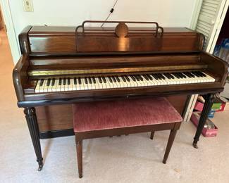 #192	Wurlitzer up wright piano and stool 	 $125.00 			