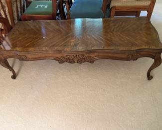 #168	coffee table FP with qa legs 59x24x16	 $75.00 			