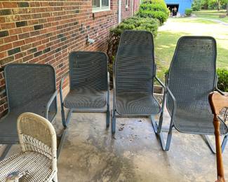 #53	Slate Blue Painted Metal Bouncy Chairs - 2 Tall, 2 Short	 $90.00 			