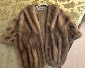 #145	gray mink stole by Annie Furs New York Detroit 	 $65.00 			