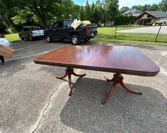 #90	Pecan Double Pedestal Wood dining table - 62x42x30 (unassembled)	 $100.00 			