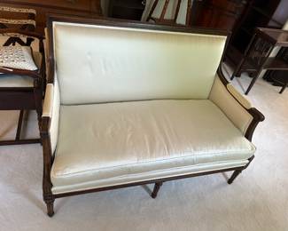 #130	William A Berkey Division of John Widdocomb Co. Loveseat w/Wood Arms and Legs - 49" Long  w/cream Fabric	 $200.00 			 #131	William A Berkey Division of John Widdocomb Co. Loveseat w/Wood Arms and Legs - 49" Long  w/cream Fabric	 $200.00 			