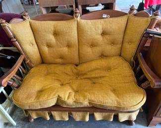 #70	Vintage loveseat - Straps not attached for seat - 48" Wide w/wood arms	 $75.00 			