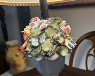 #201	butterfly flower lamp on brass base 22 tall	 $100.00 			