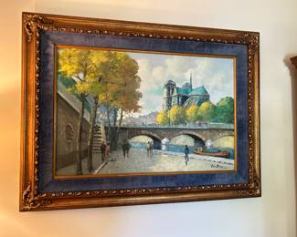 #121	Original Acrylic of Venice  Scene signed  in Heavy Gilded Gold Frame - 48x36	 $175.00 			