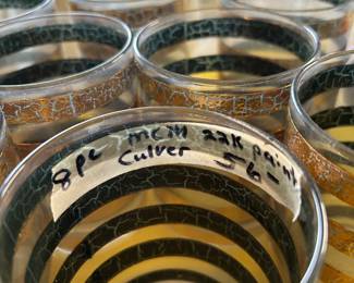 #246	MCM 22K paint Culver  Glasses- 8 pc	 $56.00 			