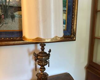 #120	Heavy Brass Lamp w/shade - Very Heavy - 37" Tall	 $100.00 			
