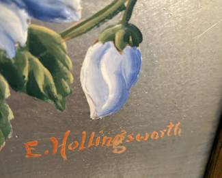 #122	Original Acrylic of Asian Style Vase w/roses by E. Hollingsworth in Wood Frame - 19x42	 $100.00 			 #123	Original Acrylic of Asian Style Vase w/roses by E. Hollingsworth in Wood Frame - 19x42	 $100.00 			