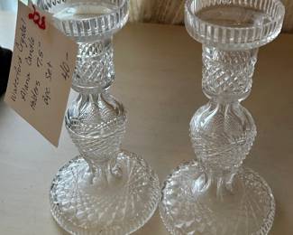 #228	Waterford crystal Alana Candel holder 7.5 tall 2 piece set	 $40.00 			