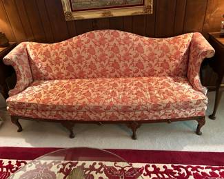 #12	Globe Furn. Camel Back w/wood legs Solid Back Sofa w/one cushion - 79" Long	 $175.00 			