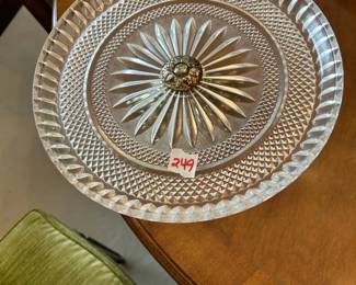 #249	Vtg. Castilian Brass Tazza w/Indian Cut Glass Serving Stand Centerpiece -11Dx6T	 $40.00 			