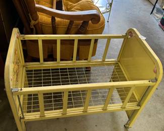 #94	Metal Yellow doll Bed w/lamb Decal on end - 25x15x21	 $20.00 			