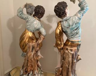 #213	pair of a couple vintage ceramic statues holding grapes 34 tall	 $200.00 			