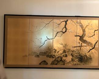 #136	Japanese Gold Painted Silk Screen - 17x36 - 4 panels	 $125.00 			